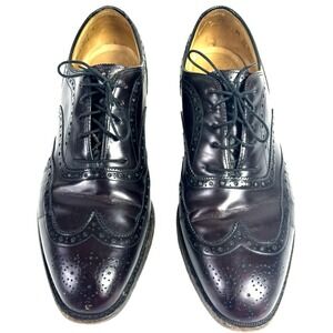 Johnston & Murphy Heritage Oxford Shoes Mens 9.5 C Burgundy Wingtip‎ USA Preppy